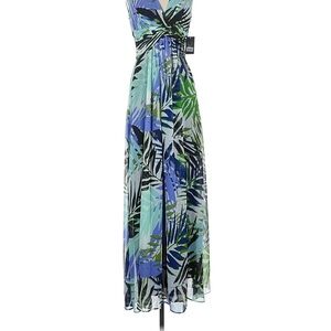 Vince Camuto Leaf Print Maxi Dress in Blue and Green